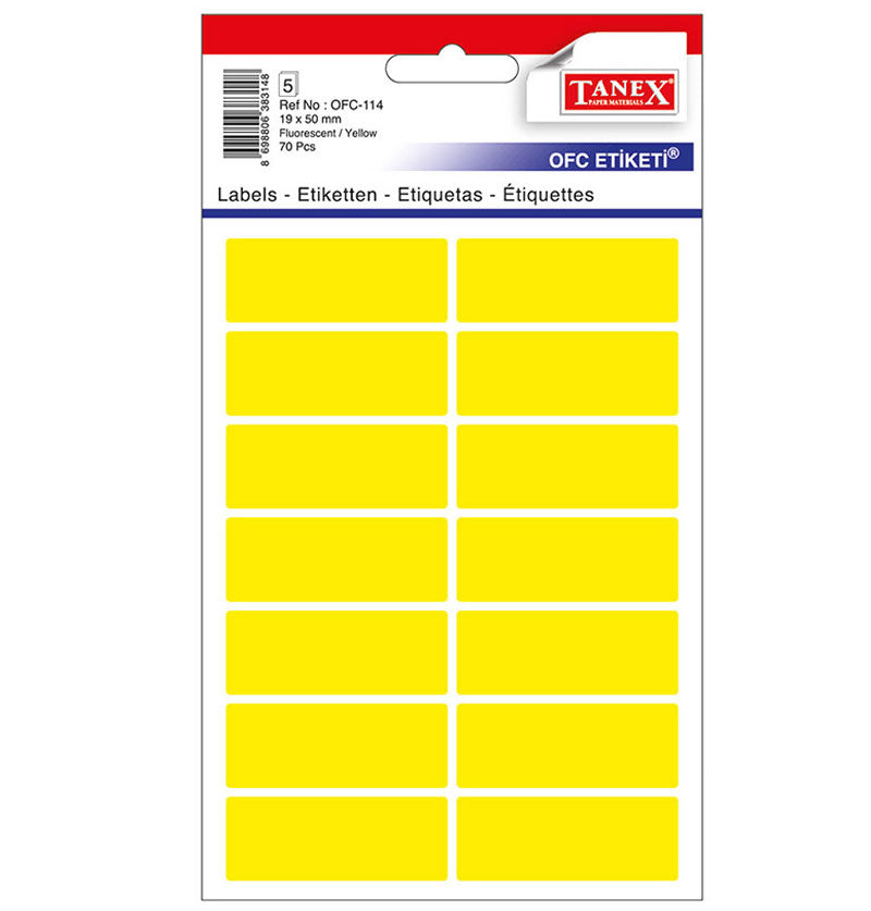 ETICHETE 19*50MM COLTURI ROTUNDE GALBENE 70/SET TANEX ETICHETE 19*50MM COLTURI ROTUNDE GALBENE 70/SET TANEX